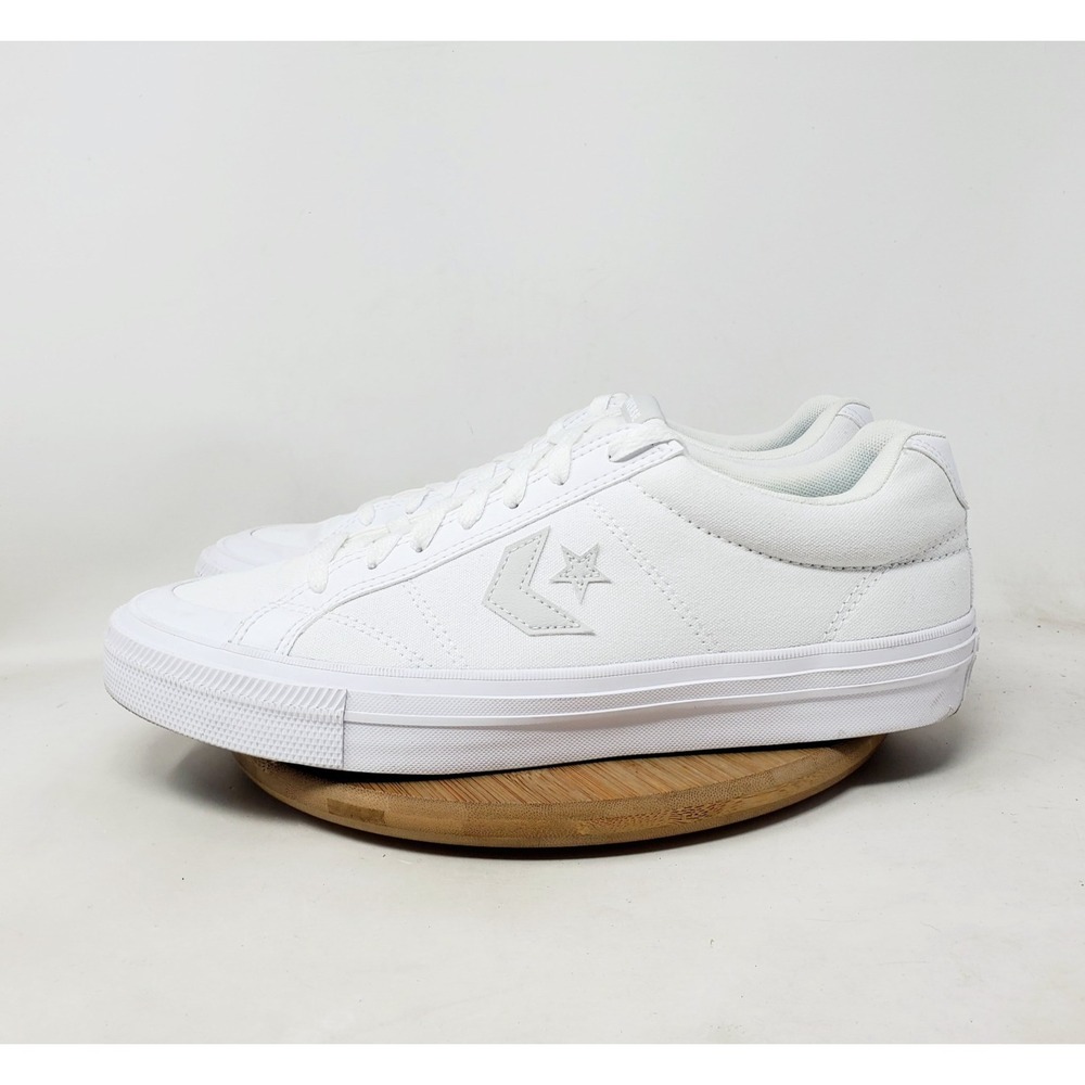 Converse Sport Shoes Mens 10.5 Triple White Canvas Lace Up Low Sneaker